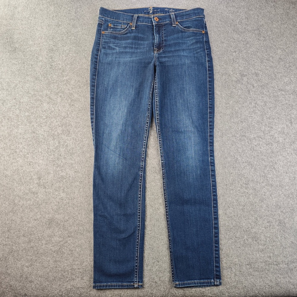 7 For All Mankind The Slim Cigarette Jeans Womens 29x28 Blue Denim Pants